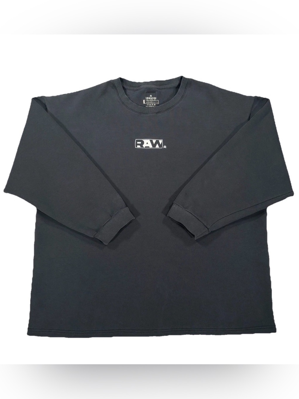 Rawgear Mens Large Faded Black Heavyweight Sweatshirt Oversized Crewneck